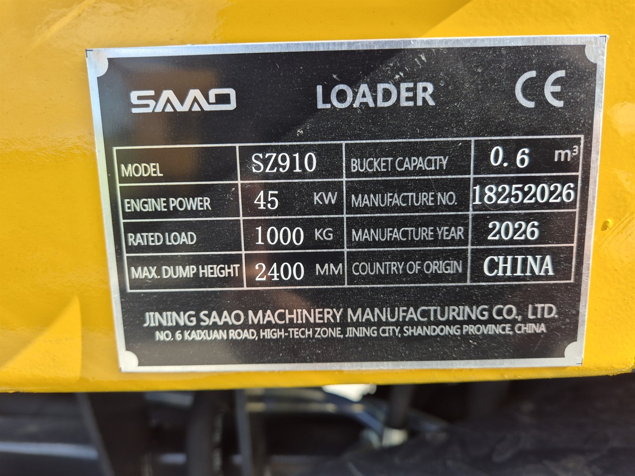 2026 SAAO WHEELED LOADER